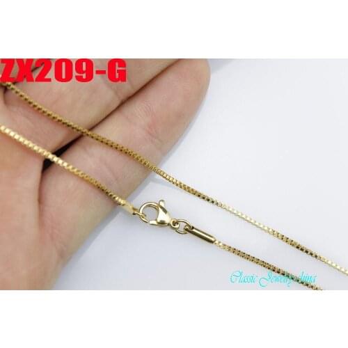 200pcs small necklace golden color stainless steel necklace 1.2mm box chain fashion women necklace ZX209-G