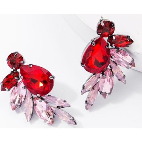 2020 Luxury Full Crystal Rhinestone Leaf Earrings Women Statement ZA Earrings Jewelry Female Korean Delicate Cute Small Earrings