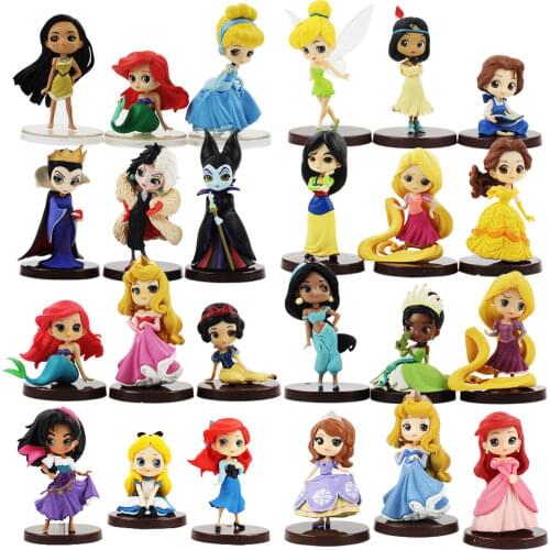 3pcs/set 5-8cm Qposket Disney Princess Figure Doll Mermaid Snow White Belle Sofia Sleeping Beauty Cinderella PVC Cute Mini Toy