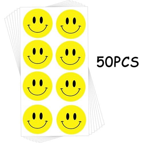 50pcs Kawaii Smiley Face Sticker for Kids Reward Sticker Yellow Dots Labels Happy Smile Face Label Gift Motivational Stickers