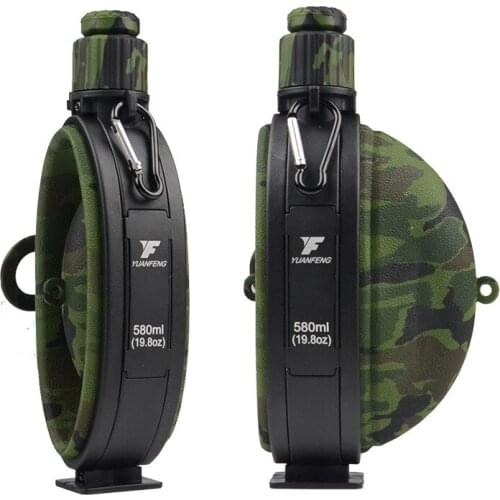 580ml Outdoor Silicone Military Water Bottle Large Capacity Folding Water Kettle Portable Round Kettle