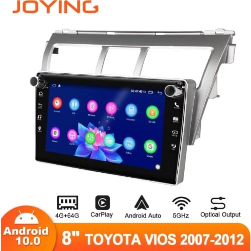 JOYING Android 10 Car Stereo 8” Tape Recorder Central Multimedia Player 1 din Carplay Car Audio System For Toyota Vios 2007-2012
