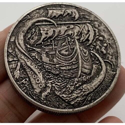 Wandering coins pirate skull octopus sailing commemorative coin gift lucky challenge coin