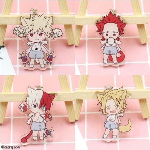 Anime My Hero Academia Keychain Cartoon Double Sided Acrylic Transparent Pendant Shoto/Izuku Key Chain Fans Accessories Gift