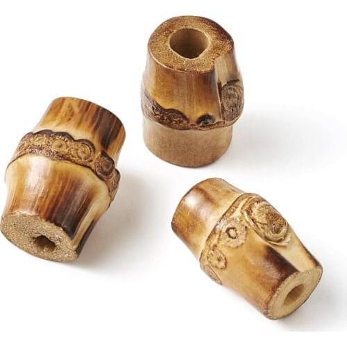 Pandahall 50pcs Natural Large Hole Barrel Wood Beads for Buddhism Jewelry Making Bracelet Charm Necklace DIY 20.5x10.5~13mm