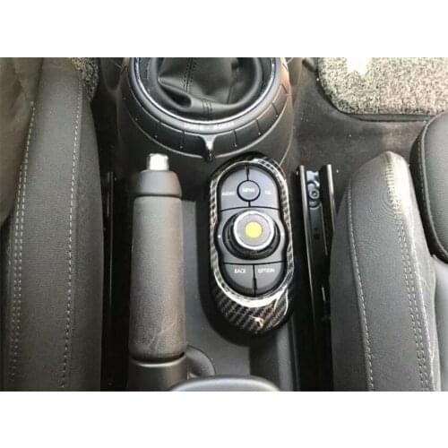 For Mini F55 F56 F57 Car Interior Gear Shift Panel Cover Frame Media Audio Adjust Switch Bezel Car Styling Carbon Fiber Black