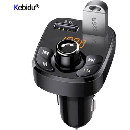 Kebidu FM Transmitter Car Wireless Bluetooth 5.0 FM Radio Modulator Car Kit 3.1A USB Car Charger Handsfree Aux Audio MP3 Player