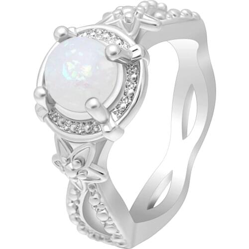 Hainon 2018 New Fire Opal Finger Rings For Women Elegant Silver color filled Rings Fashion Engagement Rings