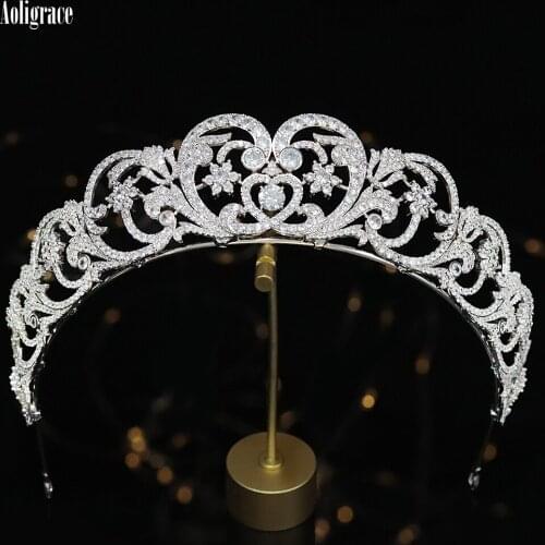 Luxury Cubic Zirconia Princess Diana Crowns for Wedding Zircon CZ Tiaras for Women Pageant Hair Jewelry Accessories Party Prom