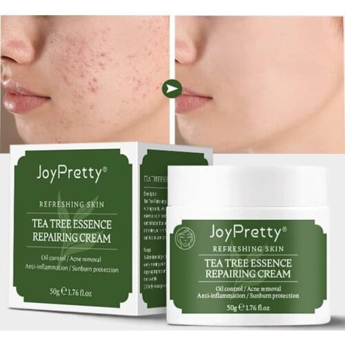 Effective Tea Tree Oil Acne Treatment Face Cream Oil Control Anti Acne Shrink Pores Whitening Acne Cream Skin Care 50ml