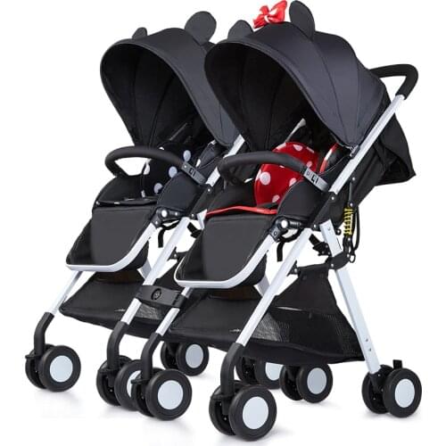 Lightweight baby stroller portable twins stroller folding newborn stroller high landscape pocket umbrella two kids car