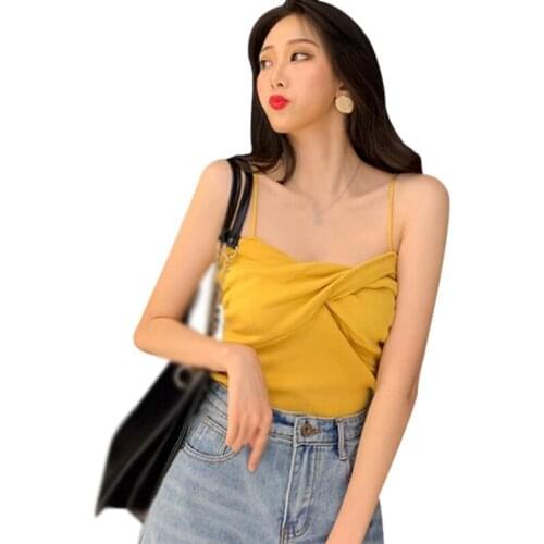 Summer Korean Style Vest Sexy Inside Wear Design Knit Women Lace Camisole Tank Tops