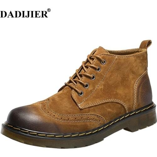 DADIJIER 2018 Men Boots men Fashion Spring/Autumn Footwear Pig Suede Leather Mens shoes Lace Up Casual New Ankl Short Boot JH110