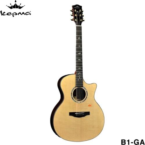 Kepma B1 Full Solid Guitar Acoustic Guitar Kit for Guitarist Full Size Cutaway Guitar Starter with Gig Bag Tuner Capo