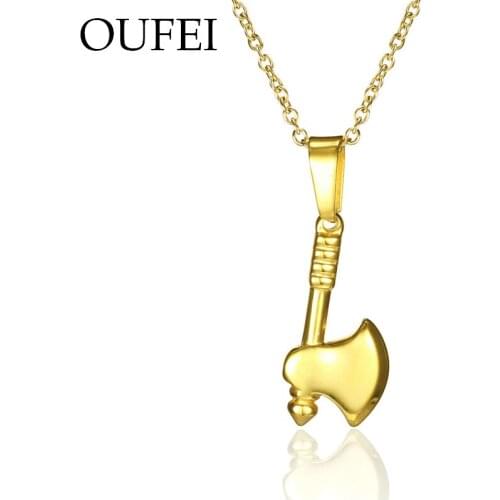 OUFEI Stainless steel necklace for women Titanium Steel neutral necklace advanced Retro neutral Jewelry gothic ax necklace