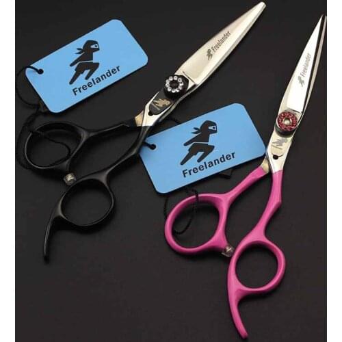 5.5inch Hair Cutting Scissor Black Pink Painting Handle Professional Hairdressing Style Fat Blade Salon Tool Barber Supply