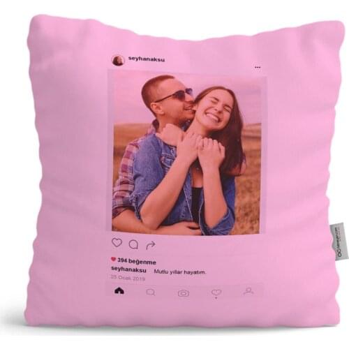 Personalized İnstagram Pink Pillow