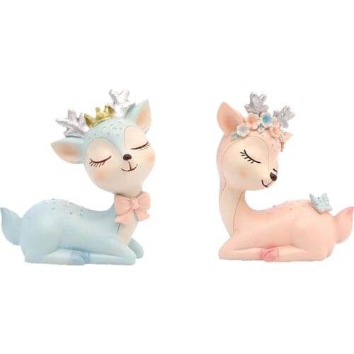 Resin Deer Garden Car Cake Decoration Miniature Animal Figurine Fairy Garden Ornament Craft for Birthday Wedding