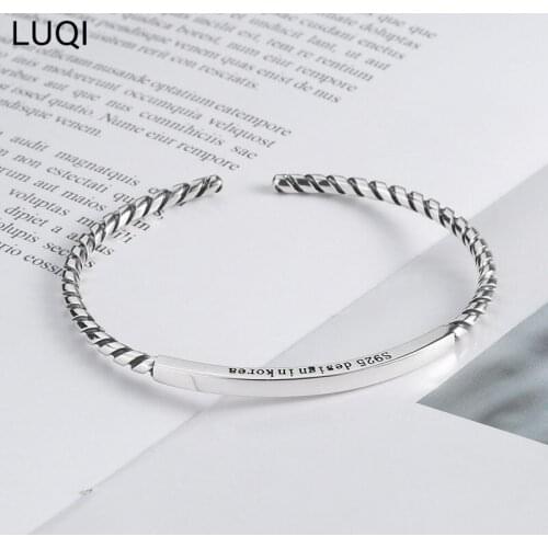 S925 SILVER simple and popular retro geometric square temperament bracelet SH012