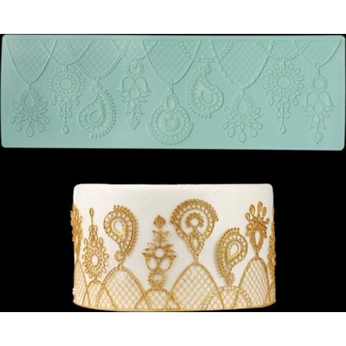 Pendant Pattern Cake Border Silicone Mold Lace Mat Fondant Cake Decorating Tool Chocolate, Gumpastes Mould, Sugarcraft Bakeware