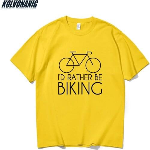 I'D RATHER BE BIKING Funny Graphic T Shirt Cyclinger Birthday Gift For Dad Mens Clothing O-Neck Cotton Oversized T-Shirts Top
