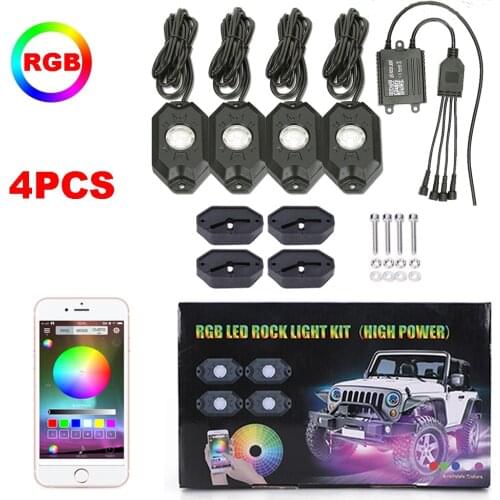 4 Pod RGB LED Rock Neon Lights for Truck ATV Car Jeep, RGB Rock Lights Off Road