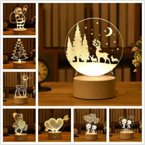 LED Christmas Decoration Light Home Decor Accessories 3D Light Lamp Christmas Holiday Gifts String Lights Santa Claus Ornaments