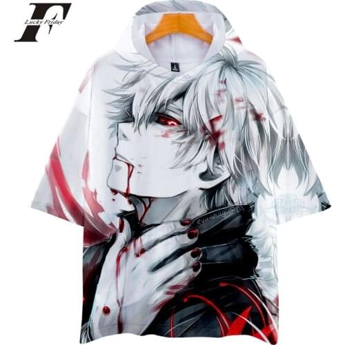 2019 3D Print tokyo ghoul Harajuku Hoodies sweatshirts Men Clothes Short Sleeve Hooded Hip Hop hoody clothes