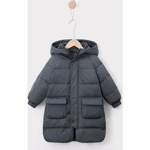 Thick Winter Children Down Jacket Girls Boys White Down Long Loose Casual Coats Hooded Outerwear Warm Snow Coat Kids Clothes
