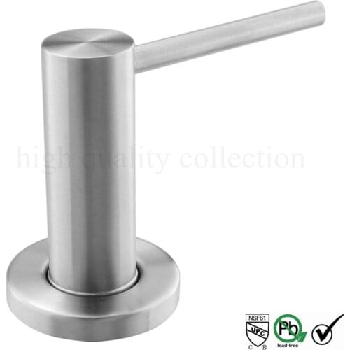 Solid 304 Brushed Stainless Steel Kitchen Sink Liquid Soap Dispenser Spot Head 17 OZ (500ML)Bottle Deck Installation