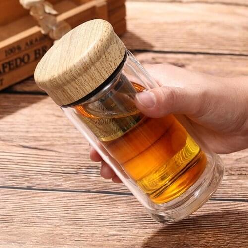 High Quality Double Glass Water Bottle With Case Tea Drink Bottle Infuser Tumbler Drinkware Waterbottle Eco-Friendly