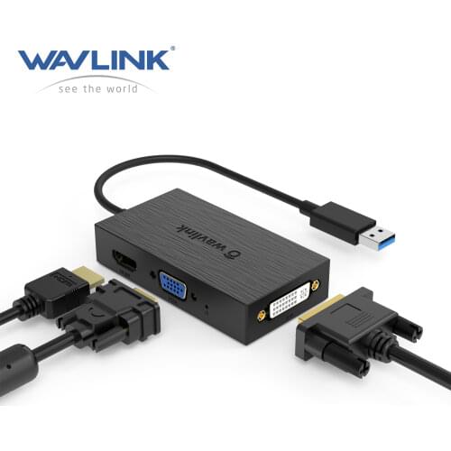 Wavlink USB 3.0 Dual 2K Display Adapter Video Output For HDMI/DVI/VGA HDTV/Projector/Monitor DisplayLink USB Graphics Adapter