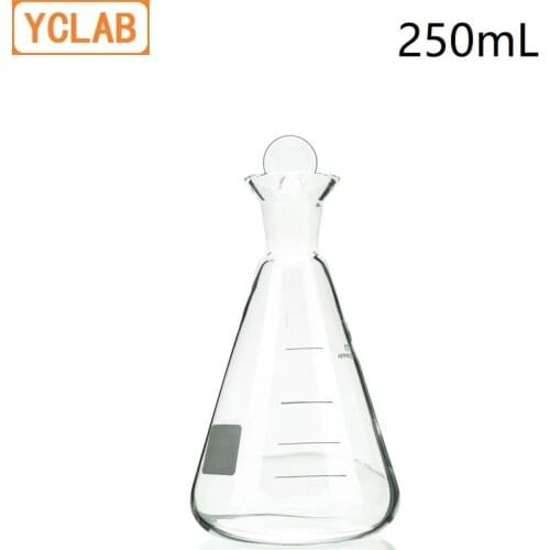 YCLAB 250mL Iodine Flask Conical Borosilicate 3.3 Glass Wide Spout with Standard Ground Stopper Laboratory Chemistry Equipment