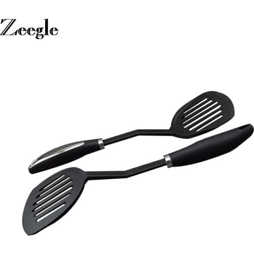 Zeegle High Temperature Non-stick Pan Cooking Leak Drain Flat Stainless Steel Spatula Steak Shovel Dinnerware