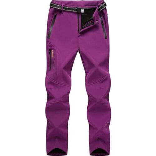 Oudoor Women Sport Waterproof Casual Pannts Winter Warm Fleece Soft Shell Trousers Couples Plus Velvet Thicken Camping Pants