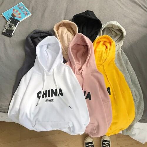 Winter new letter printing thick Hoodies mens Japanese couple casual hooded wild shirt