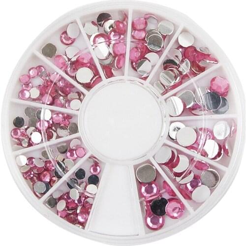 1Box(500Pcs) Pink Acrylic Rhinestone For Needlework FlatBack Cabochon Scrapbook Decoration Craft DIY Embellishments Accessories