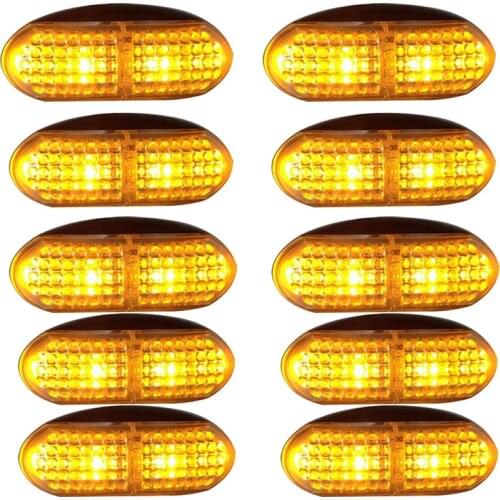 10Pcs 4LED Car Side marker Lights Turn Signal Light for 12V 24V Bus Truck Trailer Lorry Caravan