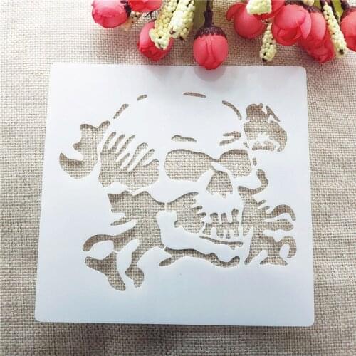 13*14CM Skeleton Shield DIY Cake Scrapbook Stencils Hollow Embellishments Printing Lace Ruler Valentines Day
