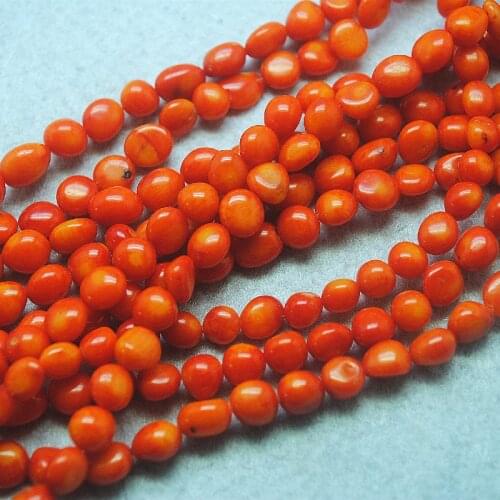 15'5 Inches Length Nature Orange Coral Chips String Loose DIY Bead Accessories 6-8MM