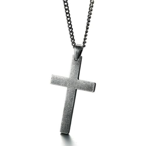 2021 European And American And Personality Fashion Brand Jewelry Titanium Steel Cross With Grinding Chain For Mens Pendant
