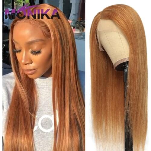 Monika Highlight 427 30Colored Orange Ginger Wigs 13x4x1 T Part Wig Brazilian Human Hair Wigs For Women