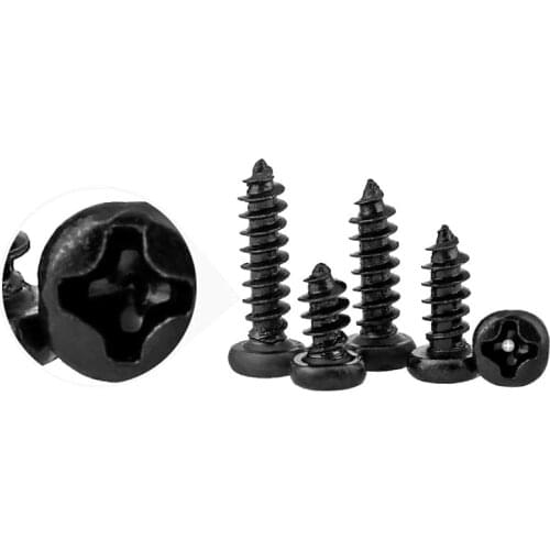 50PCS M2 M3 Black pan head tapping screws Carpenters small screw Furniture wooden box hardware accessories