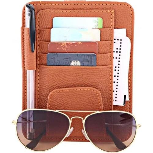Auto Car Sun Visor Organizer Pouch Bag Card Storage Glasses Holder Clip