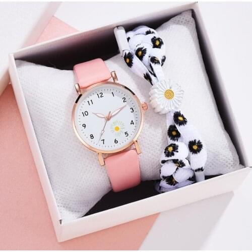 Fashion Leather Belt Watches Simple Ladies' Small Flowers Dial Quartz Watches For Women Clock Dress Wristwatches Reloj mujer