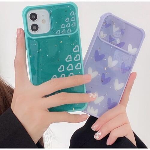 Moskado TPU Epoxy Sliding Camera Cover Phone Case for iphone 11 12 Pro Max XS 7 8 Plus Dust-proof Mobile Phone Protective Shell