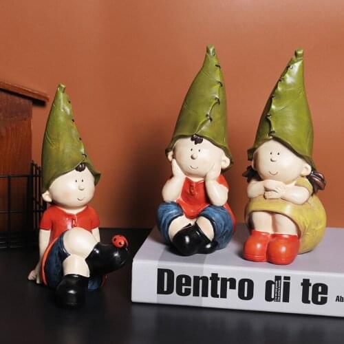 Elf Desktop Decoration Creative European Home Sitting Little Boy and Girl Resin Handicraft Decoration