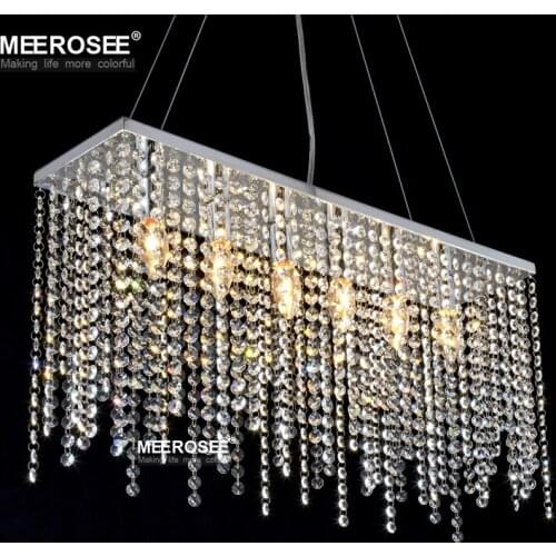 Crystal Pendant Light Fixture Rectangle Crystal Light for Restaurant Modern Hanging Suspension Lustres Drop Lamp Home