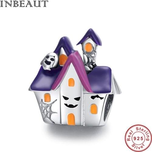 INBEAUT 100% 925 sterling silver halloween haunted house beads fit Pan bracelet charm DIY for woman making jewelry gift