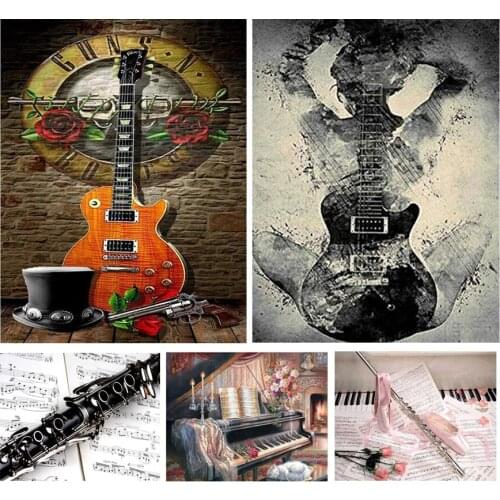 Guitar Violin Instrument 5D Diy Full Square and Round Diamond Painting Embroidery Cross Stitch Kit Wall Art Handcraft Home Decor